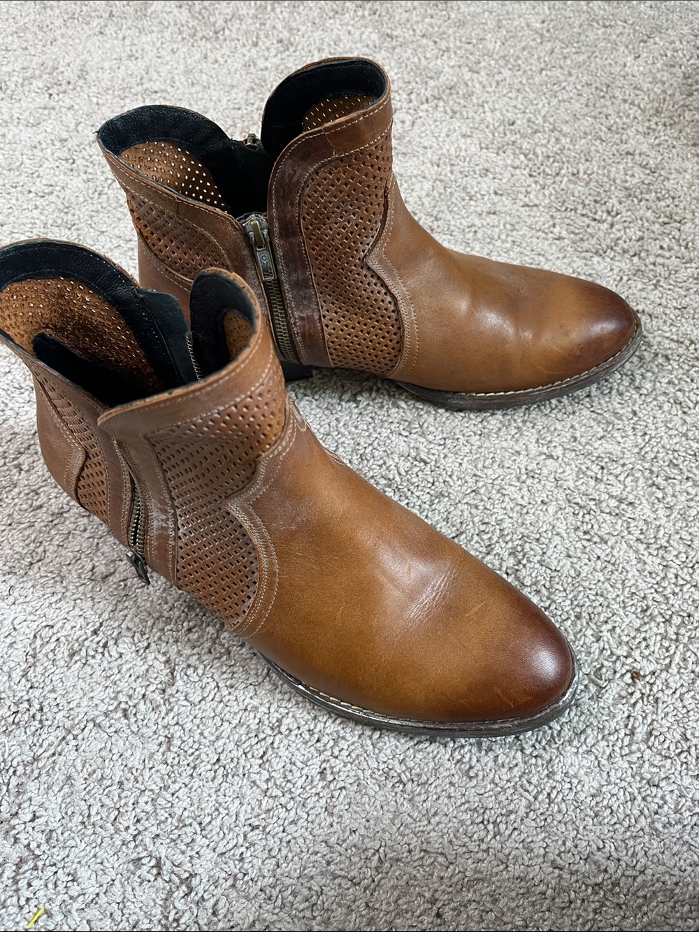 Sterling River Western Ankle Boots Brown Perforated Leather Women’s 12 Mexico